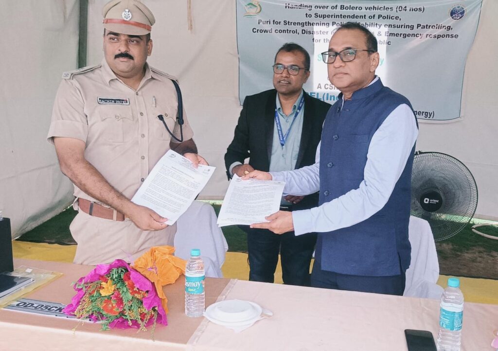 ସି.ଏସ.ଆର (CSR) ବଦାନ୍ୟତାରେ ପୁରୀ ପୋଲିସକୁ ଚାରୋଟି ବୋଲେରୋ ଗାଡ଼ି ପ୍ରଦାନ କଲା ଆଇ.ଆର.ଇ.ଏଲ (ଇଣ୍ଡିଆ) ଲିମିଟେଡ୍