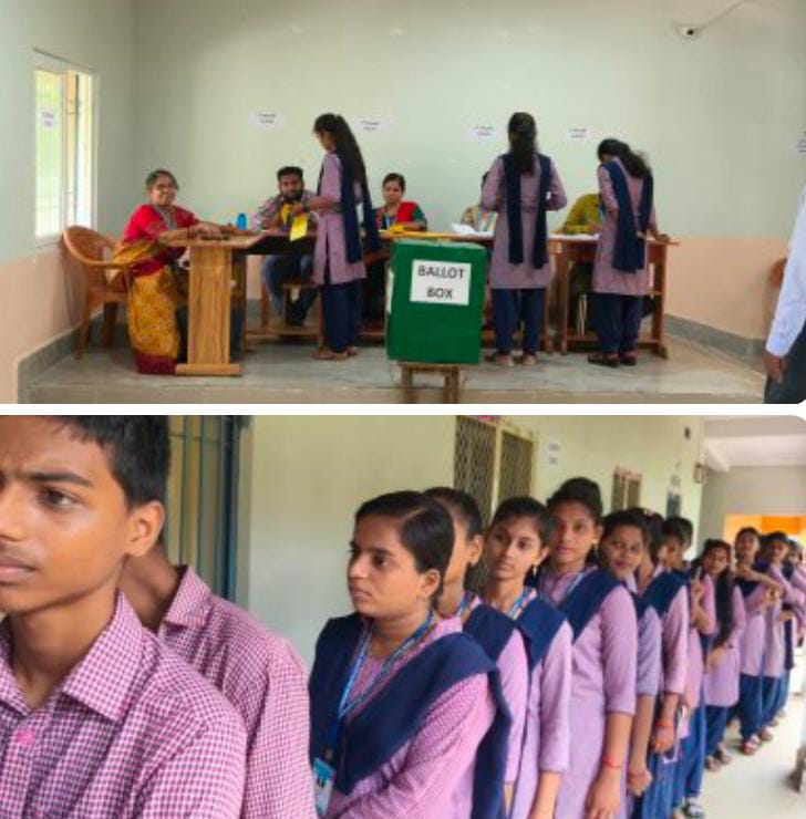 ଭୋଟ୍ ଦେଉଛନ୍ତି ଛାତ୍ର ଛାତ୍ରୀ ।